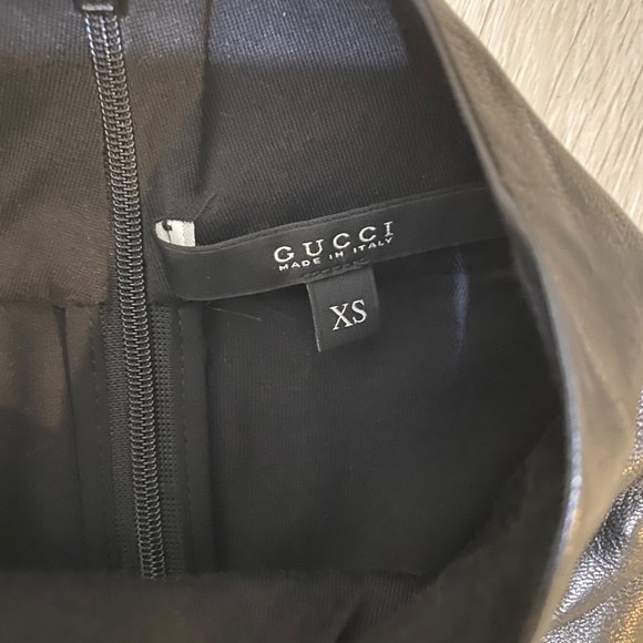 GUCCI Black Genuine Leather Sleeveless Mock Neck Top, XS New without Tags - Picture 4 of 5